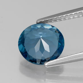Topázio azul natural 1,98ct, corte redondo, VVS-VS