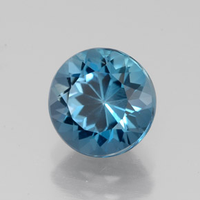 Topázio azul natural 2,47ct, corte redondo, VS