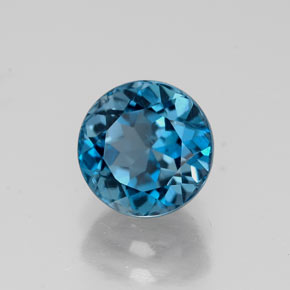 Topázio azul natural 1,94ct, corte redondo, VS