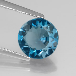 Topázio azul natural 1,90ct, corte redondo, VVS-VS