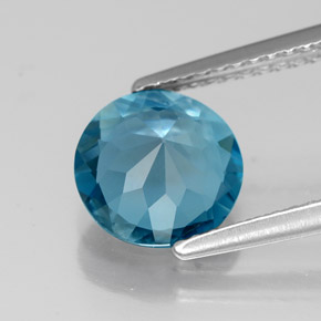 Topázio azul natural 1,90ct, corte redondo, VVS-VS