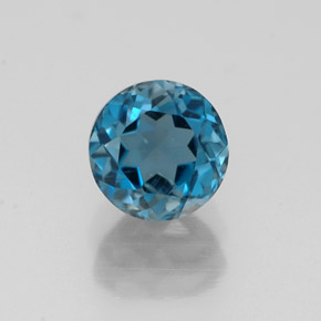 Topázio azul natural 1,38ct, corte redondo, VVS