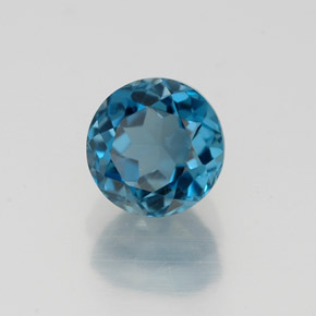 Topázio azul natural 1,38ct, corte redondo, VVS