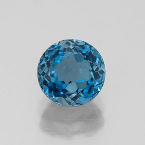 Topázio azul natural 2,00ct, corte redondo, VVS-VS