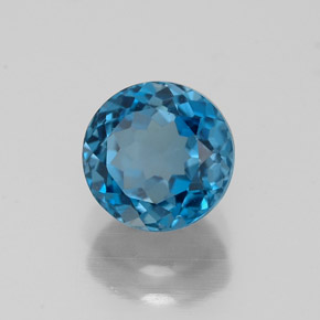 Topázio azul natural 2,00ct, corte redondo, VVS-VS