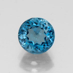 Topázio azul natural 1,89ct, corte redondo, VVS