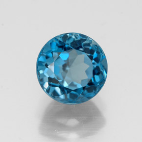 Topázio azul natural 1,89ct, corte redondo, VVS