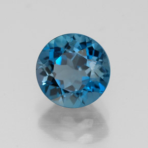 Topázio azul natural 1,78ct, corte redondo, VVS