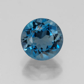 Topázio azul natural 1,78ct, corte redondo, VVS