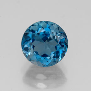 Topázio azul natural 1,90ct, corte redondo, VVS-VS