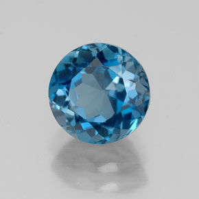 Topázio azul natural 1,90ct, corte redondo, VVS-VS