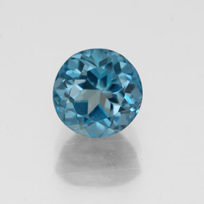 Topázio azul natural 1,38ct, corte redondo, VVS