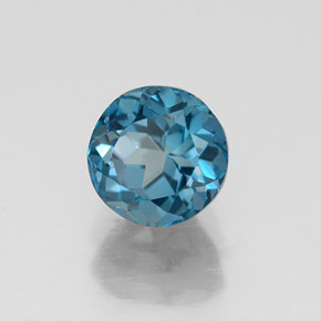 Topázio azul natural 1,38ct, corte redondo, VVS