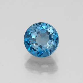 Topázio azul natural 1,06ct, corte redondo, VVS