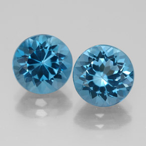 Pedras preciosas de topázio azul natural de  ct, corte redondo, VVS