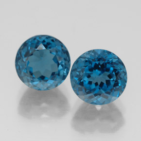 Pedras preciosas de topázio azul natural de  ct, corte redondo, VVS-VS