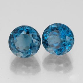 Pedras preciosas de topázio azul natural de  ct, corte redondo, VVS-VS
