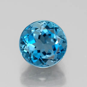 Topázio azul natural 1,71ct, corte redondo, VS