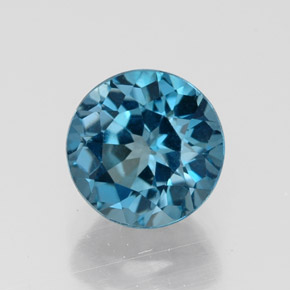 Topázio azul natural 1,82ct, corte redondo, VVS-VS