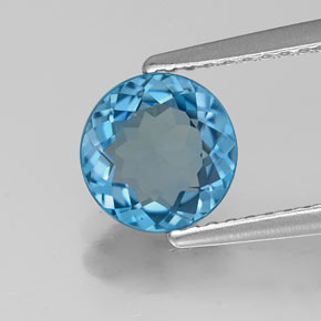 Topázio azul natural 1,41ct, corte redondo, VS