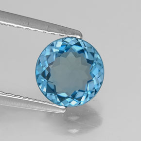 Topázio azul natural 1,41ct, corte redondo, VS