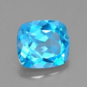 Topázio azul natural 3,28ct, almofada cortada, VVS