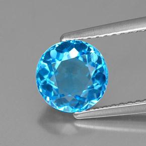 Topázio azul natural 2,01ct, corte redondo, VVS