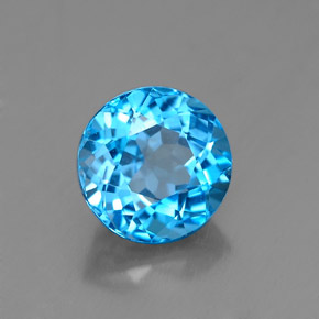 Topázio azul natural 1,95ct, corte redondo, VVS