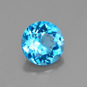 Topázio azul natural 1,97ct, corte redondo, VS