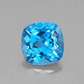 Topázio azul natural 2,53ct, almofada cortada, VS