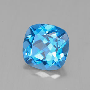 Topázio azul natural 2,53ct, almofada cortada, VS