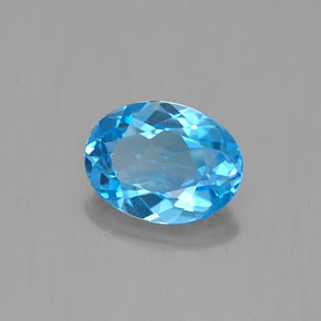 Topázio azul natural 1,49ct, corte oval, VVS