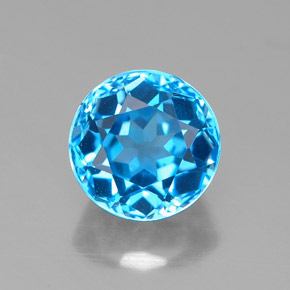 Topázio azul natural 2,56ct, corte redondo, VVS