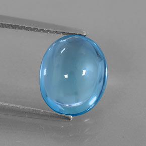 Topázio azul natural 4,09ct, corte oval, transparente