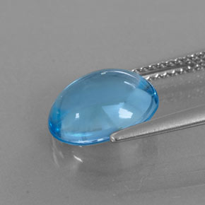 Topázio azul natural 4,09ct, corte oval, transparente