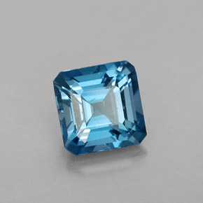 Topázio azul natural 1,40ct, corte esmeralda, VVS-VS