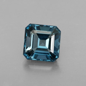 Topázio azul natural 1,51ct, corte esmeralda, VVS-VS