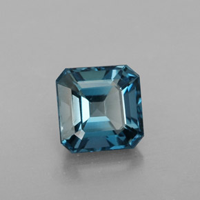 Topázio azul natural 1,51ct, corte esmeralda, VVS-VS
