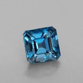 Topázio azul natural 1,60ct, corte esmeralda, VVS-VS