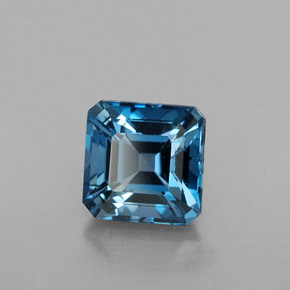 Topázio azul natural 1,60ct, corte esmeralda, VVS-VS