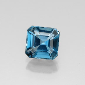 Topázio azul natural 1,43ct, corte esmeralda, VVS-VS