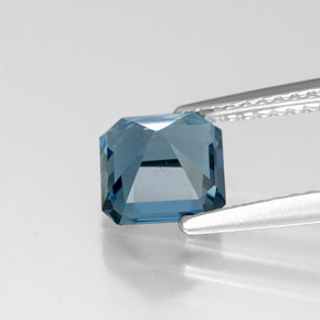 Topázio azul natural 1,43ct, corte esmeralda, VVS-VS