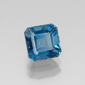 Topázio azul natural 1,79ct, corte esmeralda, VS
