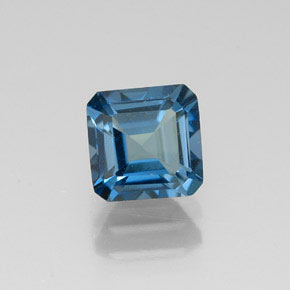 Topázio azul natural 1,48ct, corte esmeralda, VVS