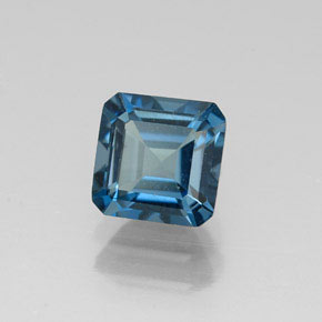 Topázio azul natural 1,48ct, corte esmeralda, VVS
