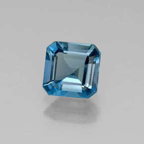Topázio azul natural 1,15ct, corte esmeralda, VVS