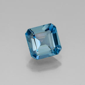 Topázio azul natural 1,15ct, corte esmeralda, VVS