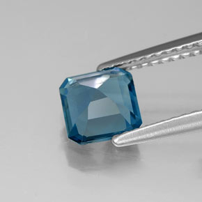 Topázio azul natural 1,15ct, corte esmeralda, VVS