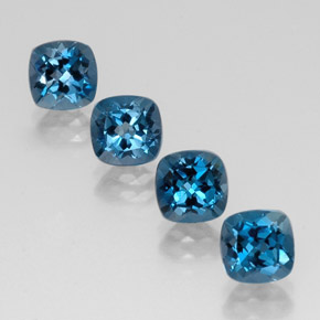 Pedras preciosas de topázio azul natural de  ct, almofada cortada, VVS