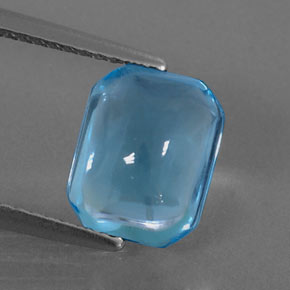 Topázio azul natural 3,33ct, corte esmeralda, transparente